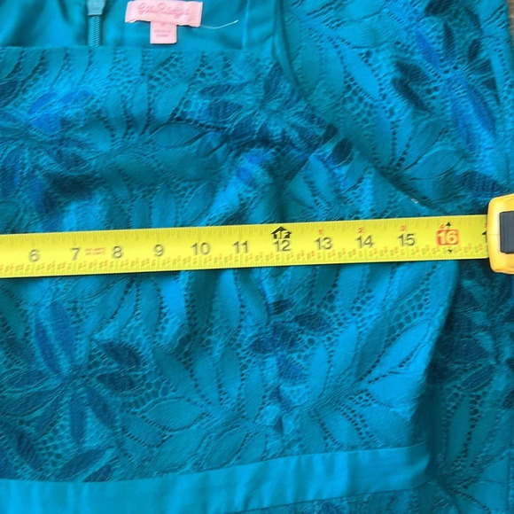 LILLY PULITZER Kayleigh Shift Dress Fern Gallery Lace Tidal Wave Blue Size 8 - Picture 9 of 11